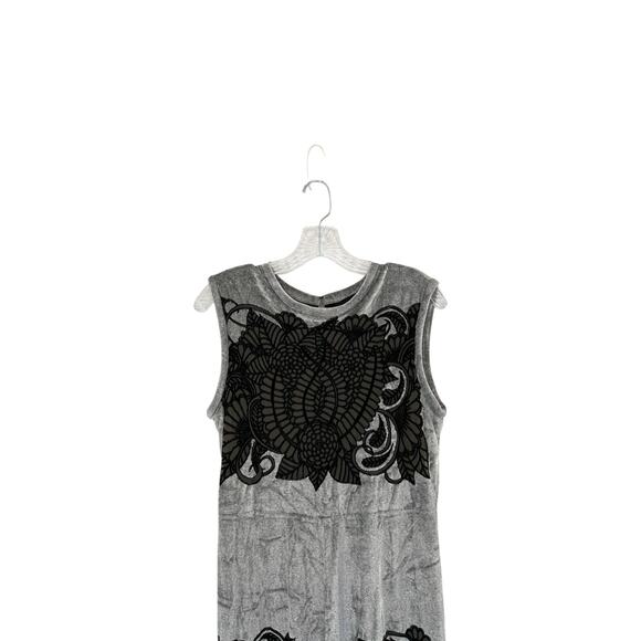 Yigal Azroul Gray Black Dressy Emo Goth Vamp Velvet Sleeveless Dress Size 10 - Picture 4 of 13